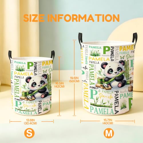 Image of Custom Panda Laundry Hamper, Personalized Laundry Basket with Name, Customized Dirty Clothes Basket for Clothes Toy Bathroom Bedroom Storage,S-16.5 inchX 13.8 inch