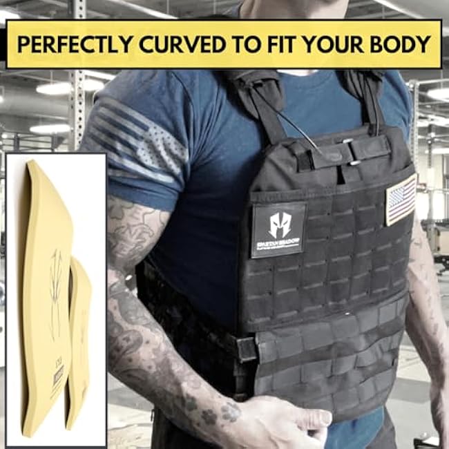 Curved Weight Vest Plates for weighted vest - 8.75LB Pairs for 20lb Weighted Vest woman and men - Contoured Ergonomic Fit - Weight Vest plates - Weighted Plates for Vest - Ruck plates - WODs, Strength Training, Running, Heavy Workouts