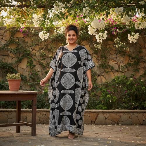 Caftan for Women Plus Size Black And White Kaftan Beach Swimsuit Cover Up Maxi House Dresses4