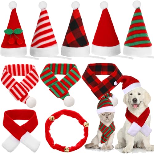 Set 10 piezas gorros Santa y bufandas para mascota