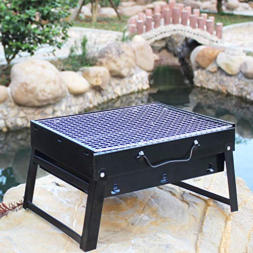 Parrilla de carbón portátil de 13.78 pulgadas, plegable, para barbacoa, rejilla de alambre, parrillas de carbón portátiles para el hogar para asar al aire libre 7