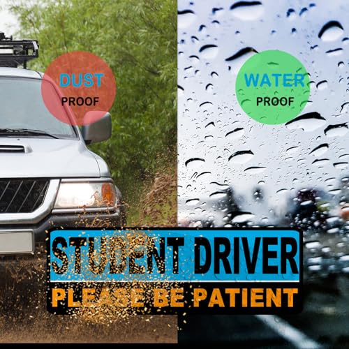 Image of 3 Pack Student Driver Magnet for Car, Magnetic Student Driver Sign for Vehicle, Reflective Warning Bumper Sticker Magnet Sign for New Driver, 10 inch x 4 inch (BLUE)
