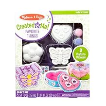 Melissa & Doug Created by Me! Favorite Things Craft Kits Set Decorate-Your-Own Flower and Heart Treasure Boxes and Butterfly Bank