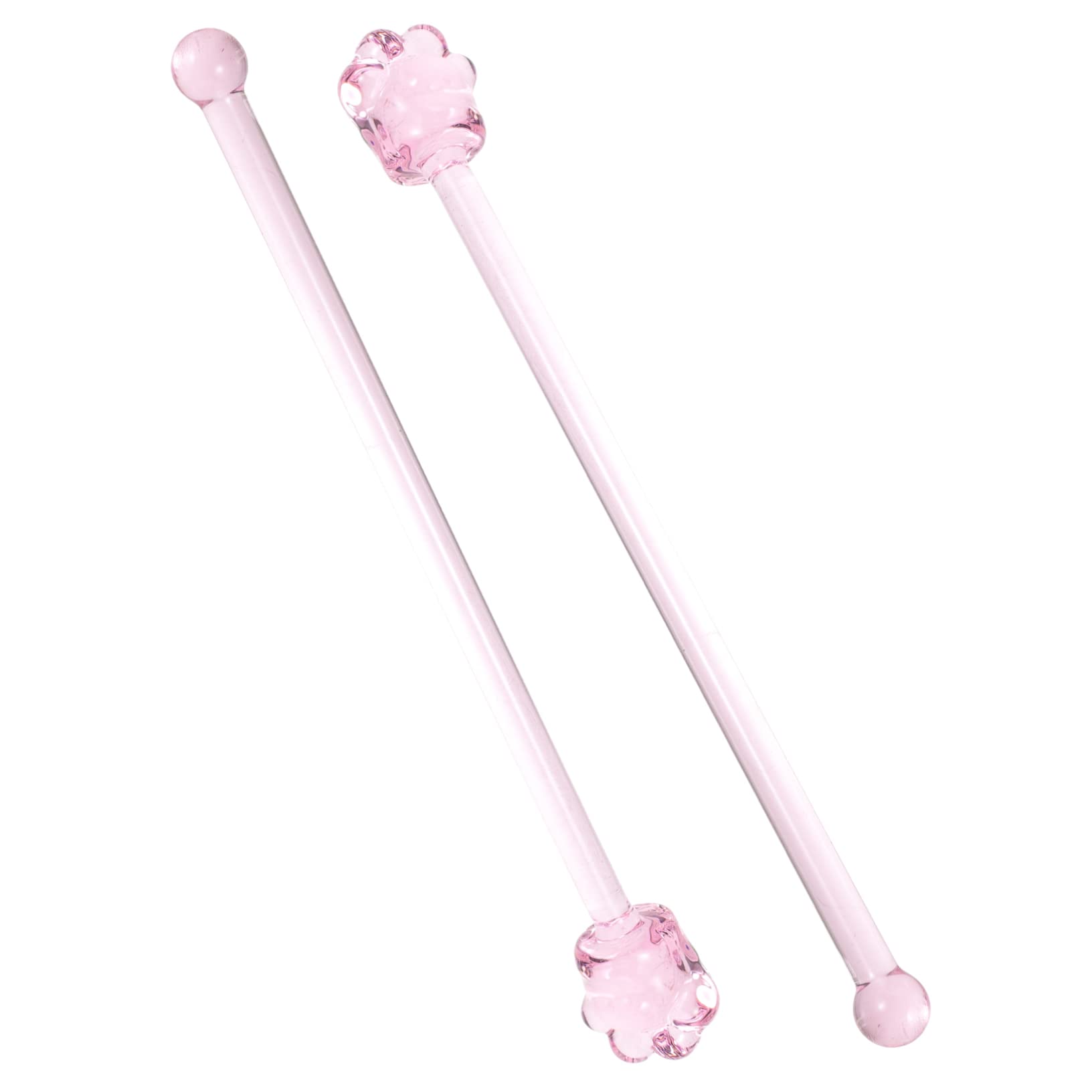 Cabilock 2Pcs Cute Glass Stir Sticks for Cocktails and Drinks Beverage Stirring Rods for Coffee Juices Desserts Adorable Long Handle Design