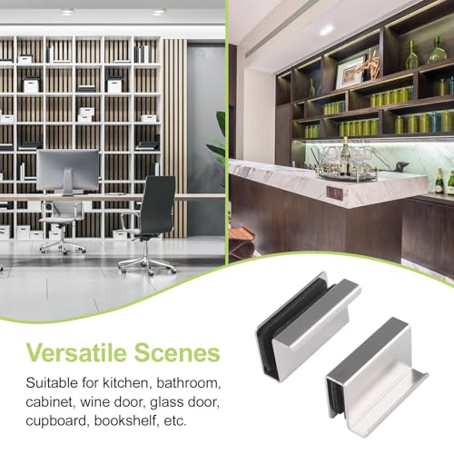 Image of 8Pcs Glass Finger Edge Pull Cabinet Finger Pull Handle Glass Door Clips Cabinet Latch Clamp Concealed Handle for Display Glasscase Door (Pearl Nickel)