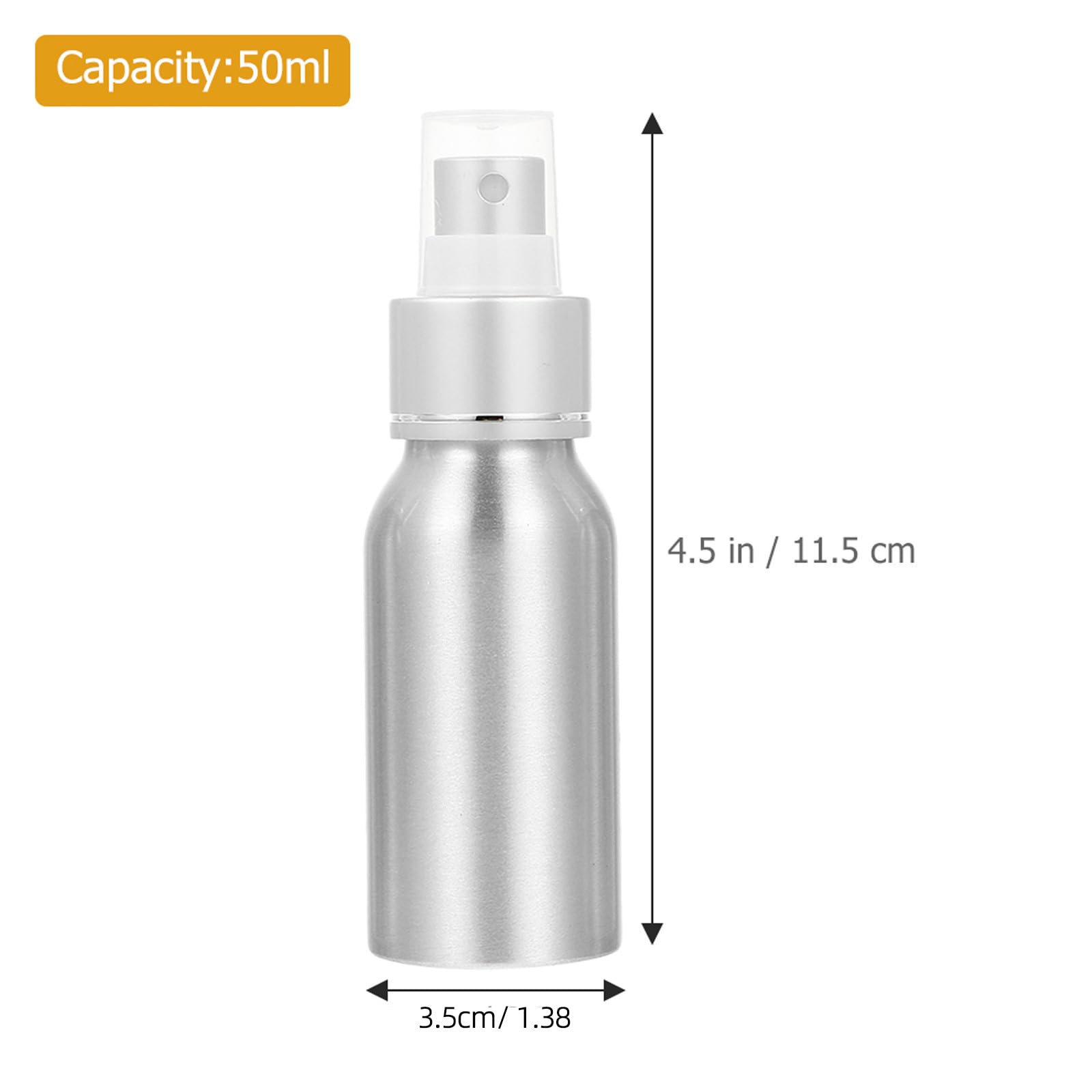2 Stück 50ml Wiederbefüllbare Sprühflasche aus Aluminium und Pp | Silberfarbig, Tragbar für Riegel und Home Bar, Geeignet für Wasser und Duftstoffe