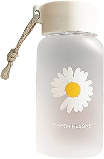 SGHH Petite Marguerite Transparent en Plastique Bouteilles Deau 17Oz-sans BPA Creative Givré Bouteille Deau avec Corde Portable Voyage Thé Tasse pour Camping Séances Dentraînement