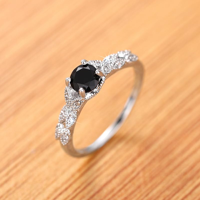 Silver Plated Round Created White Topaz Cubic Zirconia Filled Engagement Wedding Proposal Stackable Ring Band for Women Ladies Lover Size 5-124