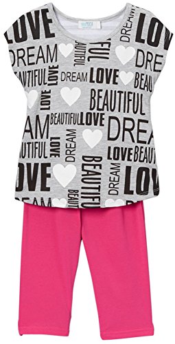 Image of ToBeInStyle Girl's 2 Piece Outfit Top & Leggings Set Casual Graphic Shirt Capri Pants