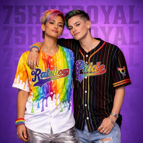 Jersey de béisbol personalizado LGBTQ negro con arcoíris para orgullo gay, camiseta unisex con nombre, número y logo miniatura 2