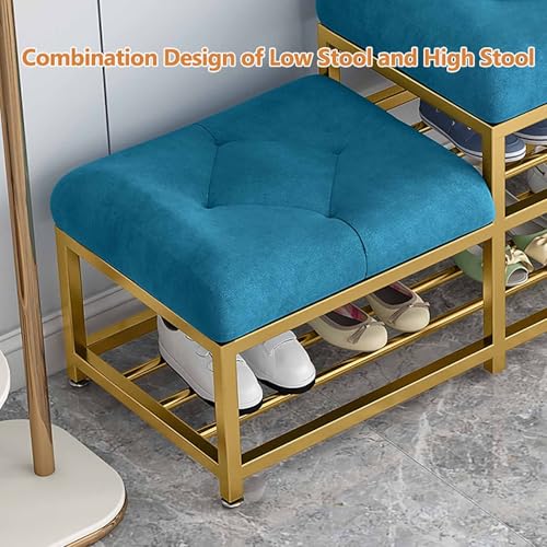 Banc à chaussures bleu en métal robuste au design épuré 120 cm - 7