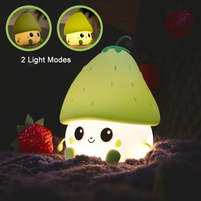 2 lámparas de noche fresa rojas y verdes para niños miniatura 7