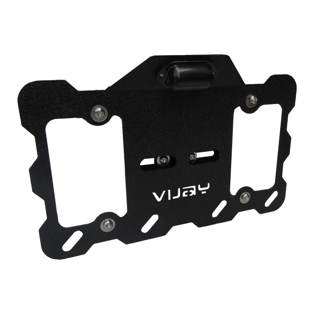 License Plate Holder Bracket With LED Light For Jeep Wrangler TJ JK JL - Front/Rear, Black Steel 8 thumbnail image