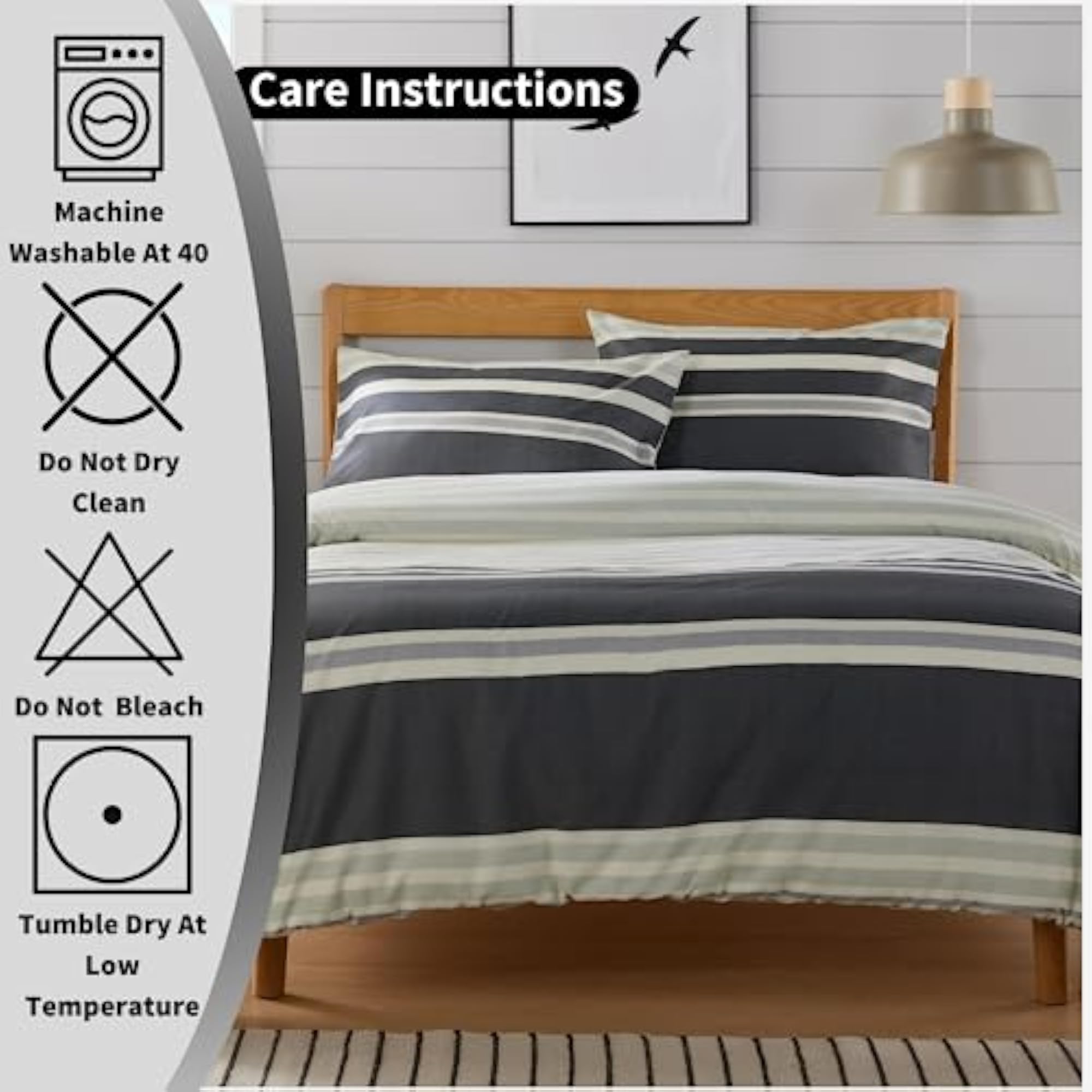 Miami Stripes Duvet Cover Set, Luxury Cotton Blend