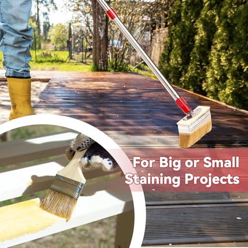 60" Long Handle 6" Decking Paint Brush Deck Stain Applicator with 3" Paint Brush for Woodstains, Oils, Deck Coatings, Fence Wall Furniture 5 60" Long Handle 6" Decking Paint Brush Deck Stain Applicator with 3" Paint Brush for Woodstains, Oils, Deck Coatings, Fence Wall Furniture - Image 5