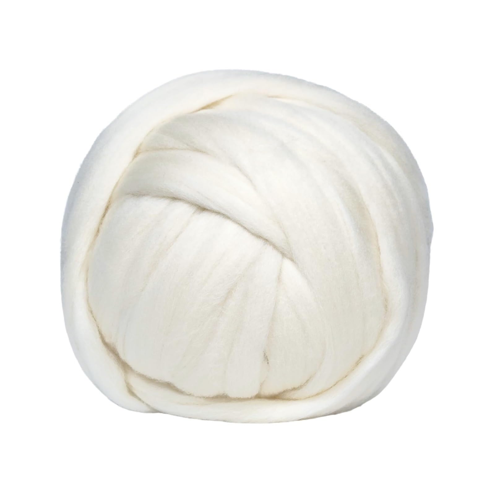 Gomitolo di lana da 0,5 kg, morbido e grosso, per lavorare a maglia, coperta per lavorare a maglia, filato di lana naturale non tinto, nucleo per infeltrimento, imbottitura cardata