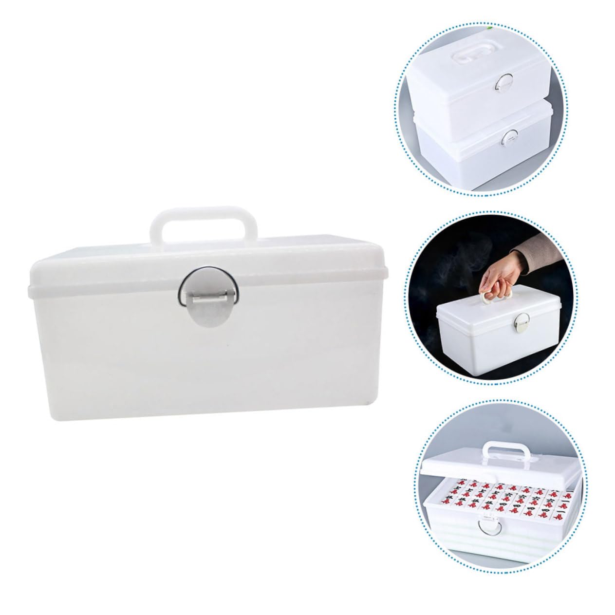 Sac De Rangement à Cordon Pour Mahjong - Pochette Réutilisable Et Pliable - Tissu Oxford Kaki 42x37.5 Cm