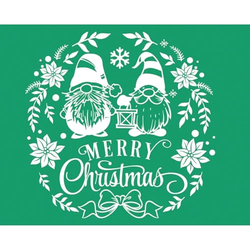 MANGOUSONG Screen Printing Kit,21.59x27.94cm Christmas Reusable Self- Adhesive Silk Screen Stencils Mesh Transfers for Home Decoration Handmade Craft