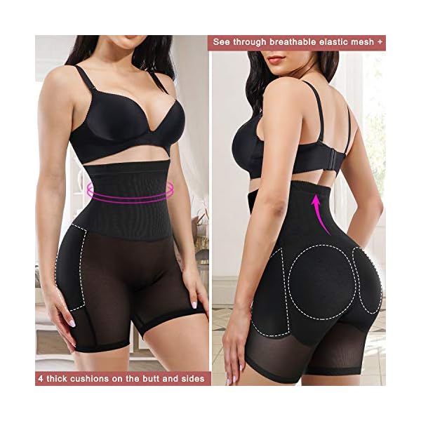 Irisnaya Women Shapewear Control Panties Body Shaper Butt Lifter Padded Hip Enhancer Seamless Underwear Hi- Waist Trainer Short (Large, Black)