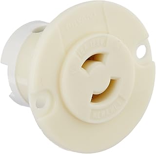 Bryant Electric 7468N Locking Devices Flanged Receptacle, Equipment Base, White