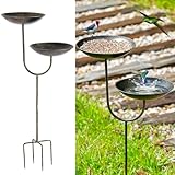 YiLifebes Outside Metal Bird Bath, 39.3”H Tall Bird Bath and Feeder Combo, 2 Tier Decorative Free Standing Birdbath Bowl, Vintage Gold Birdbaths Feeders with Stakes for Outdoors Garden Yard