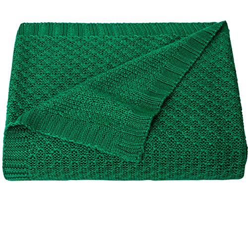 Image of NTBAY Rayon Derived from Bamboo Toddler Blanket, 30 x 40, Green | Breathable Cable Knit Blanket Made with Rayon Derived from Bamboo for Stroller, Travel, Tummy Time, and Supervised Use