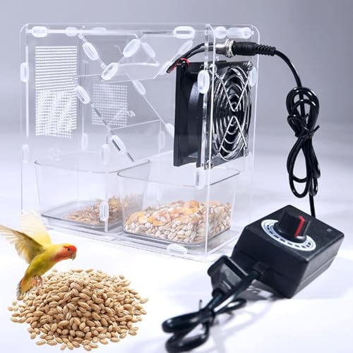 hmyhjx Bird Seed Cleaner Cleaning Machine, Bird Feed Blown Shell Splitter, with Adjustable Speed Fan, Visualization Grain Cleaning Winnower Machine, for Miscellaneous Grains, Melon