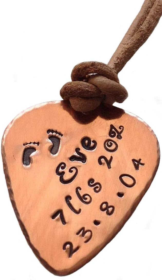 'Baby Name & Birth Date' Personalised Copper Hand Stamped Guitar Plectrum/Pick