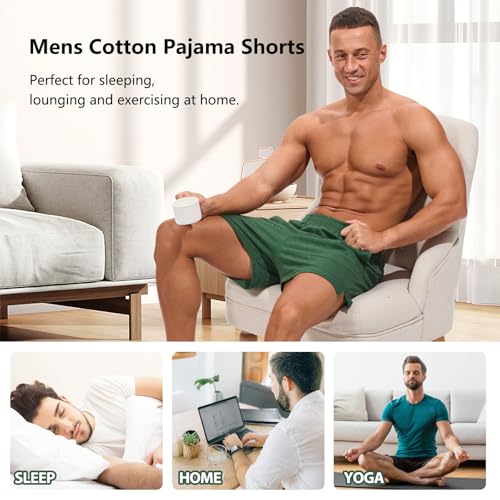Image of AMY COULEE Mens Lounge Shorts 4 inch Pajama Lightweight Cotton Sleep Bottoms with Pockets