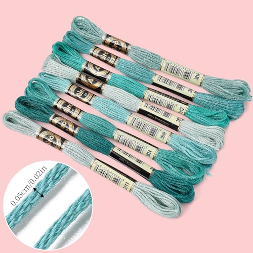 Image of Green Blue Gradient Embroidery Floss Thread for Sewing Bracelet