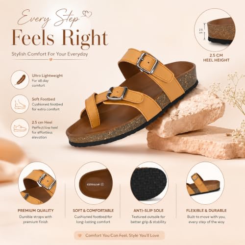 Image of Centrino Women's Berkin-Style Slip-On Sandals | Open Toe Design | Soft PU Footbed | Lightweight & Comfortable | Arch Support | On-Grip Sole | Casual Outdoor Wear (7693)