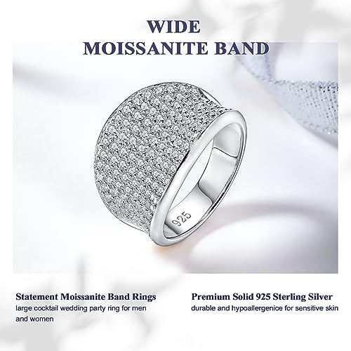 DAYBYDAY Moissanite Rings for Men Women 925 Sterling Silver 2-3.5ct D Color VVS1 Simulated Diamond Moissanite Pave/Baguette Band Statement Cocktail Rings Moissanite Jewelry Size 6-114