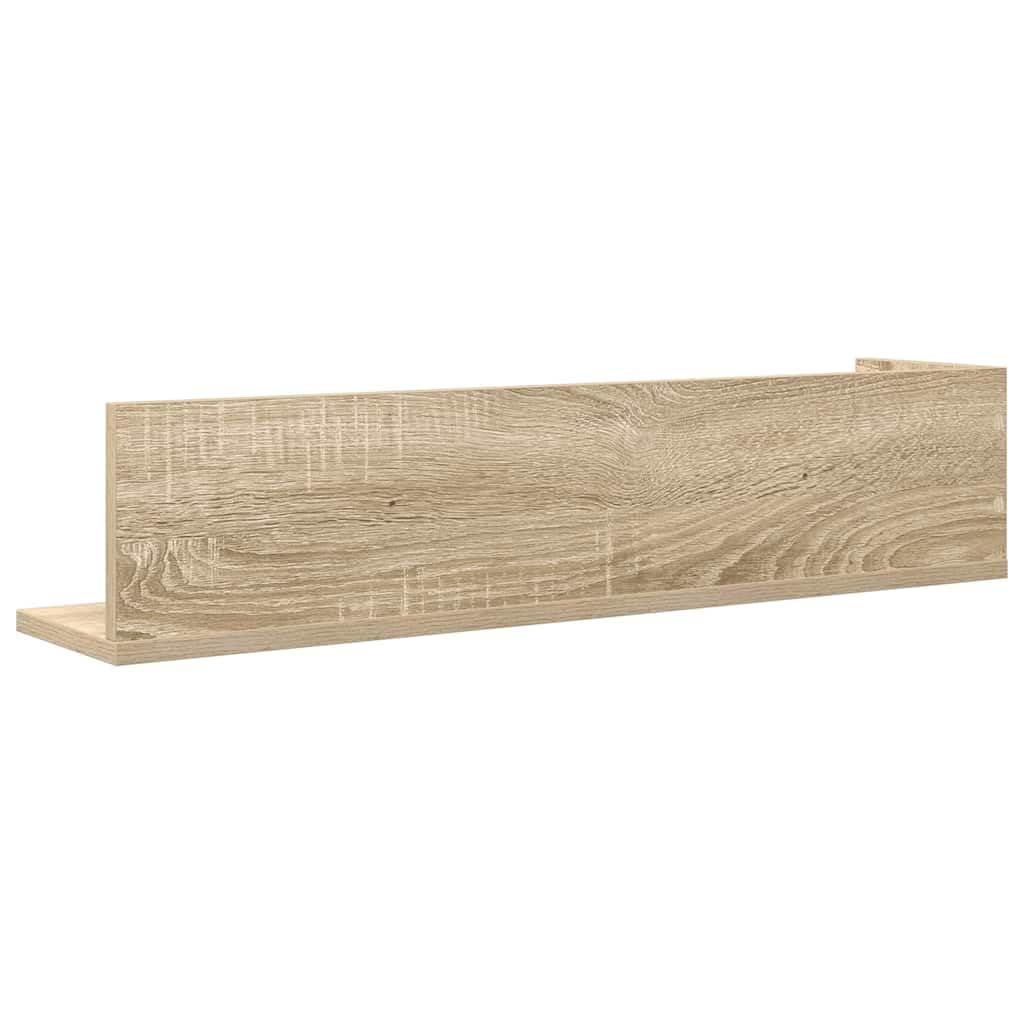 Regały ścienne, zestaw 2 sztuk, dąb Sonoma 75 x 16,5 x 16,5 cm, materiał drewnopochodny, kształt litery L, uniwersalne wiszące półki do salonu, sypialni, łazienki, nośność 20 kg