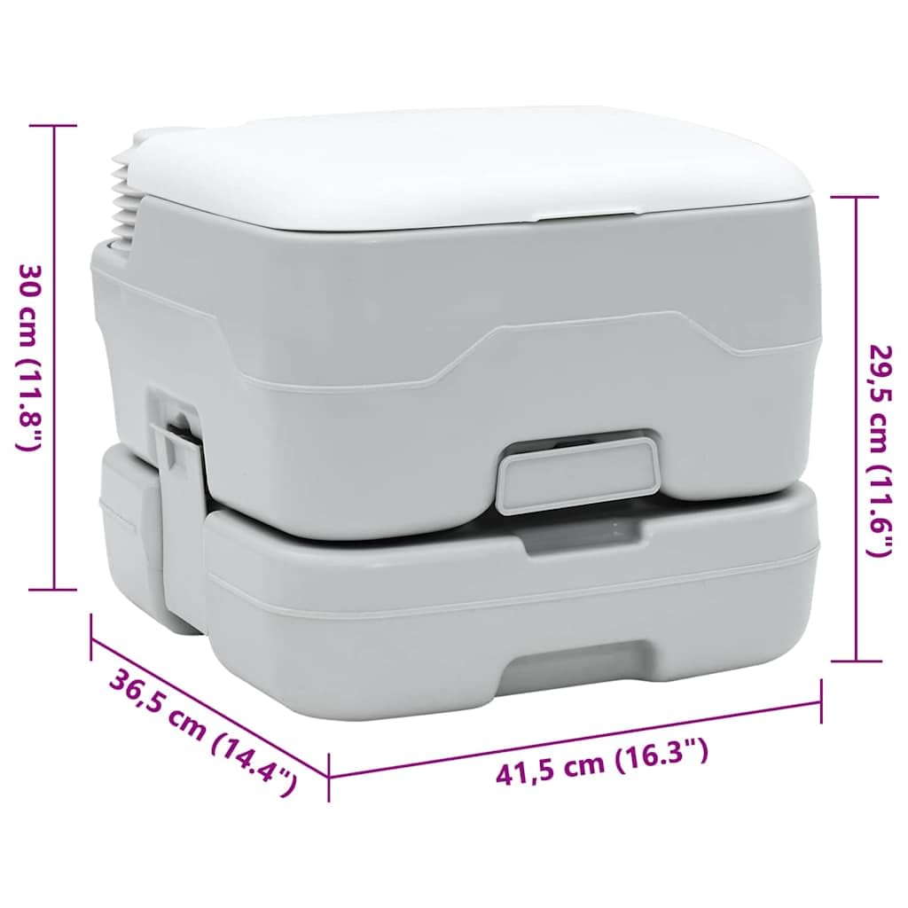 vidaXL Camping-Toilette Grau und Weiß 41,5 x 36,5 x 30 cm Polyethylen | Leicht zu transportieren für Outdoor-Aktivitäten, Perfekt für begrenzte Platzverhältnisse,