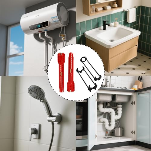 Image of Multifunctional Kitchen Faucet Sink Basin Wrench, Kitchen Drain Tub Removal nut Plumbing Plumber, 8 in 1 and 14 in 1 Four-jaw Hex Wrench, for Tight Spaces Installation and Repairs Tools