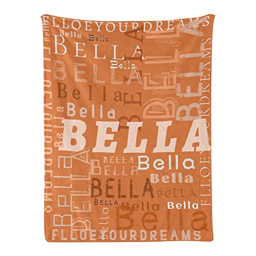 Custom Name Blanket Personalized Baby Blanket Personalized Name Blankets for Adults Kids Boys Girls Newborns (Orange, 50 x 60)