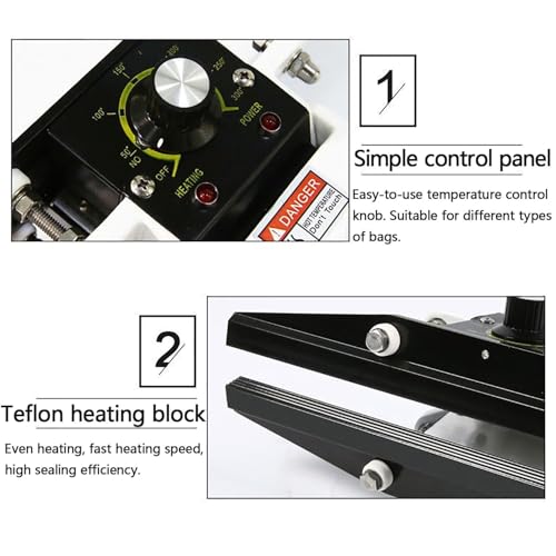 Selladora De Bolsas Manual con Temperatura Ajustable para Termosellado De Envases De Mylar Y Aluminio.,200mm