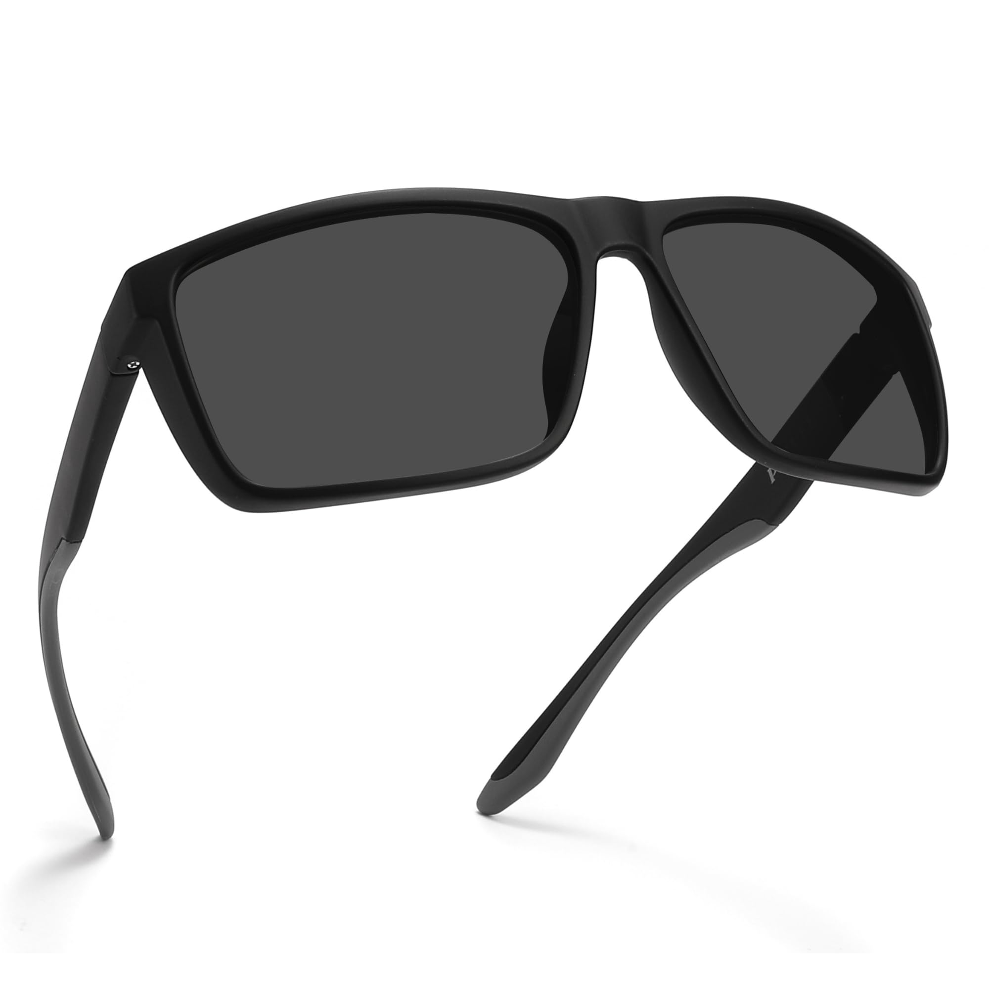 PRIVEL Oversized 159mm Sports Polarized Sunglasses for Men Big Wide Heads TR90 Cycling Running Fishing, Black Rubber | Polarized Grey, Extra Large Fit