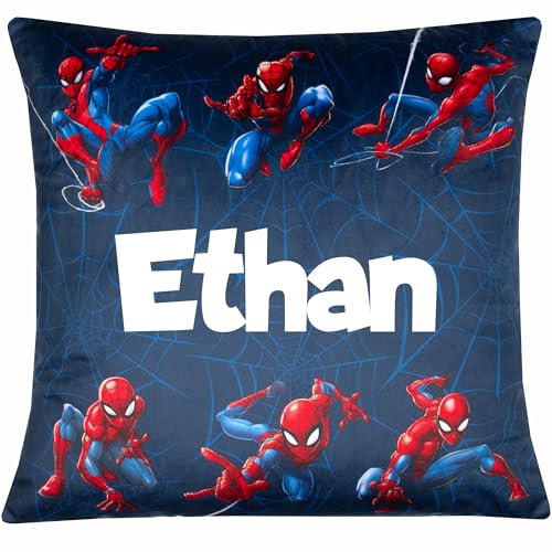 Marvel Spiderman Housse de Coussin Personnalisée 44x44cm Super Doux Taie d'Oreiller pour Garçons Chambre Décor Maison Cadeau pour Garçon