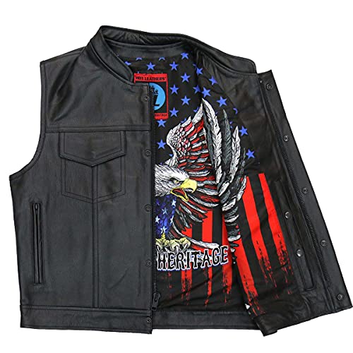 Hot Leathers Men's Premium Leather Club Style Motorcycle Riders Vest JKM Collection