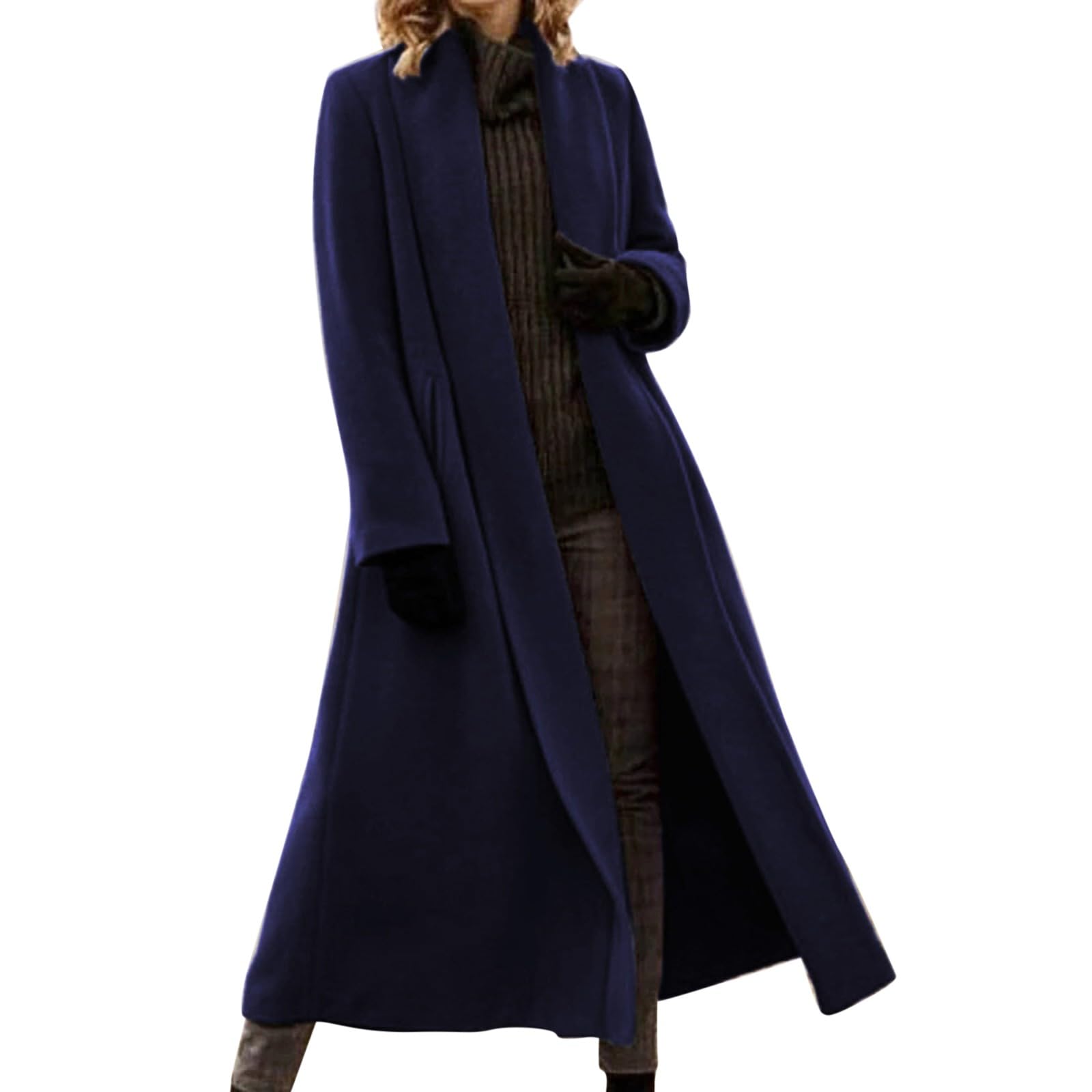 Generisch Wintermantel Damen Lang Wollmantel Damen Winter Mantel Frauen Winterjacke Warm Übergangsjacke Elegant Trenchcoat Große Größen Cardigan Dicke Wolle Jacke Mit Schalkragen Wintercoat