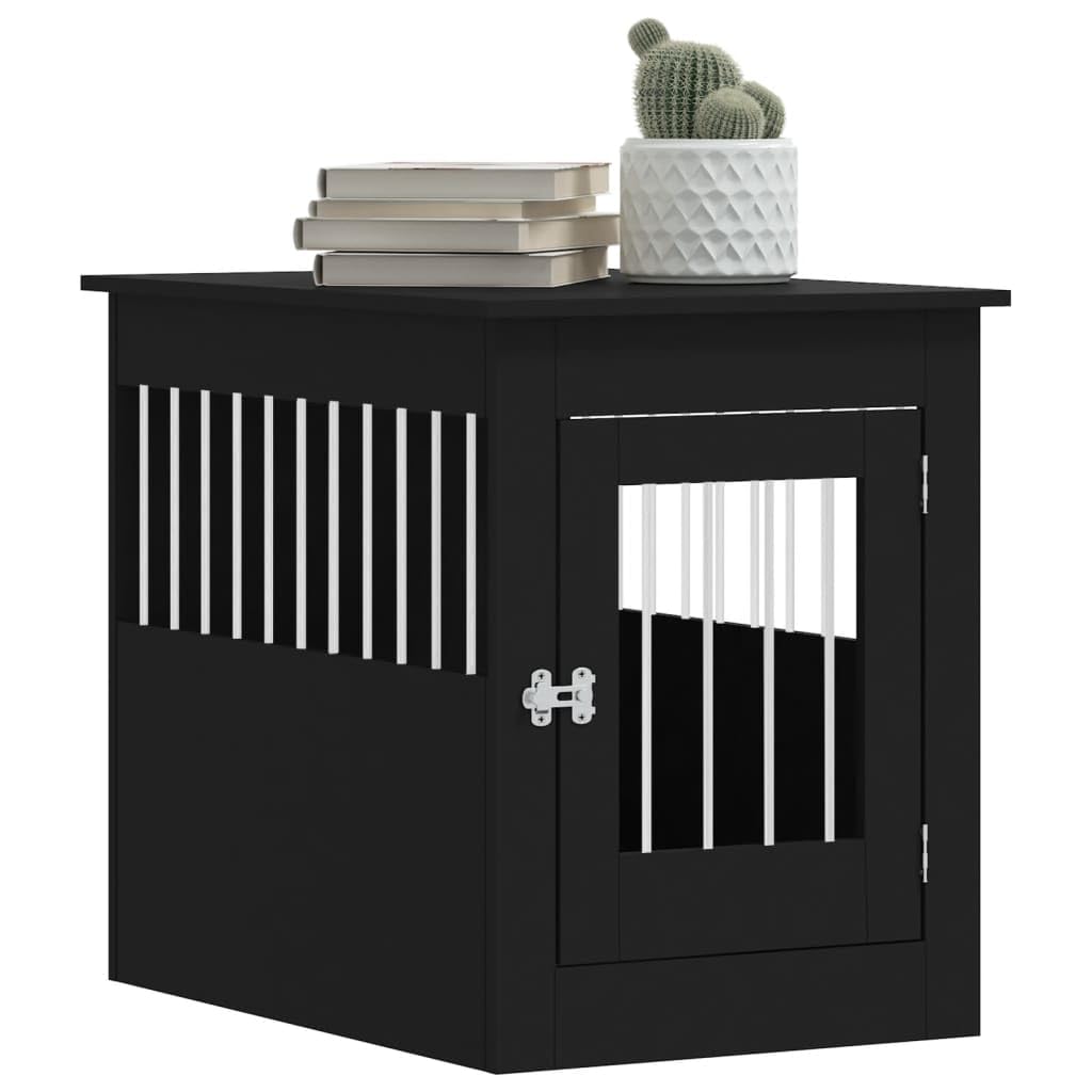 Tidyard Meuble de Cage pour Chiens Noir 55x80x68 cm Bois d'ingénierie, Cage pour Chiens de Petite Taille, Cage pour Chien avec Porte Verrouillable