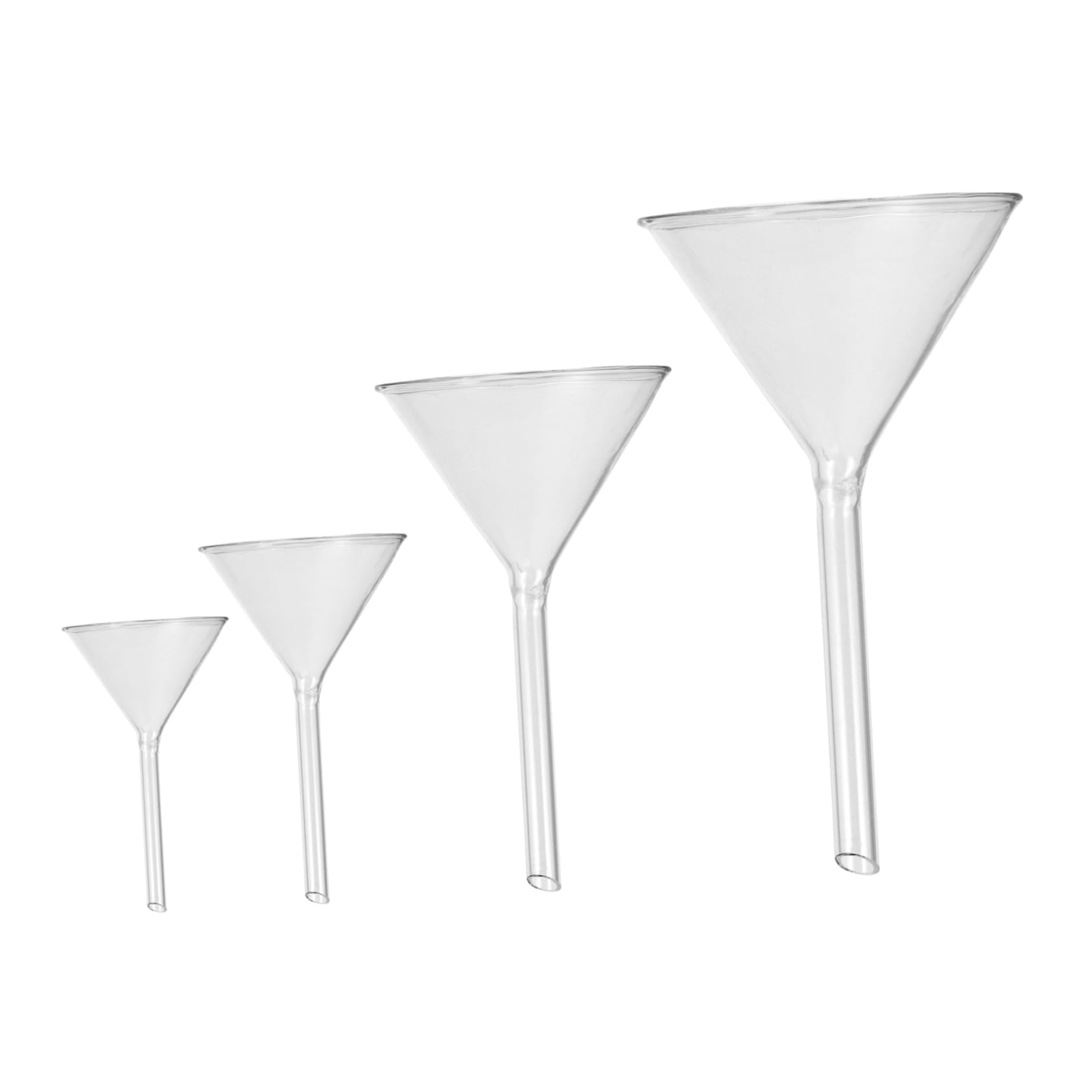 4 Piezas Embudo Cristalería y Material De Laboratorio Botella De Agua Colador De Mano Herramientas Del Hogar Mini Multi Herramientas Sin Mango Vidrio Tubo Corto 100 Mm