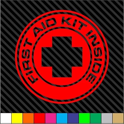 First Aid Kit Inside Medical Decal Sticker Car Truck Window - Multiple Sizes and Colors - Die Cut No Background (5" Diameter) Cover
