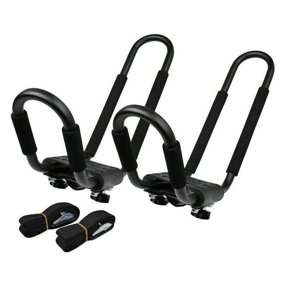 FJSC Universal Folding Kayak Roof Rack J Shaped Bar Rack Kayak Carrier Canoe Boat Surf Ski Roof Top Mounted For Kayak Canoe Paddle Boat Surf Ski