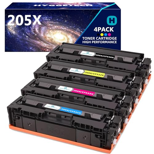 Hyggetech 205X 205A CF530X Cartucho de tóner Compatible para HP 205X CF530X 205A CF530A CF531X CF532X CF533X Tóner para HP Color Laserjet Pro M154A M154NW MFP M181FW M180N M180 M180NW M181 (BK/C/M/Y)
