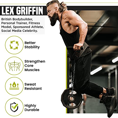 Rdx Dip Belt For Weight Lifting, Heavy Duty 36 Inch Adjustable Steel Chain, Dipping Belt Chin Pull Ups Gym Training Bodybuilding Powerlifting Fitness Workout, 6” Padded Neoprene Back Support Men Women #TOP2