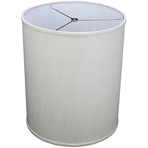 FenchelShades.com 14" Top Diameter x 14" Bottom Diameter 17" Height Cylinder Drum Lampshade USA Made (Burlap Off White) Cover