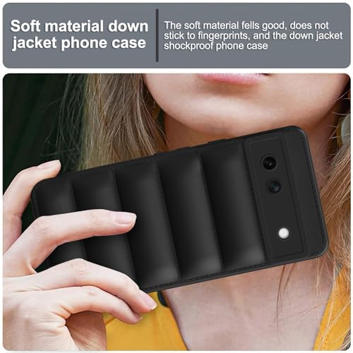 Image of Amazon Brand - Solimo Puffer Case Camera Protection Soft Back Cover for Google Pixel 7A - Black