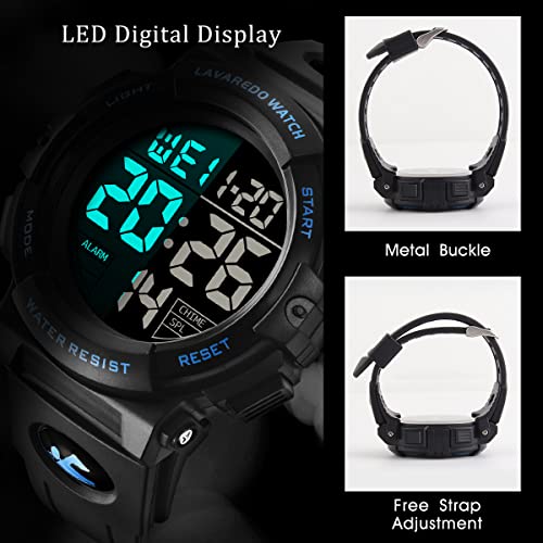 Image of L LAVAREDO Digital Men's Watch (Black Dial Black Colored Strap)